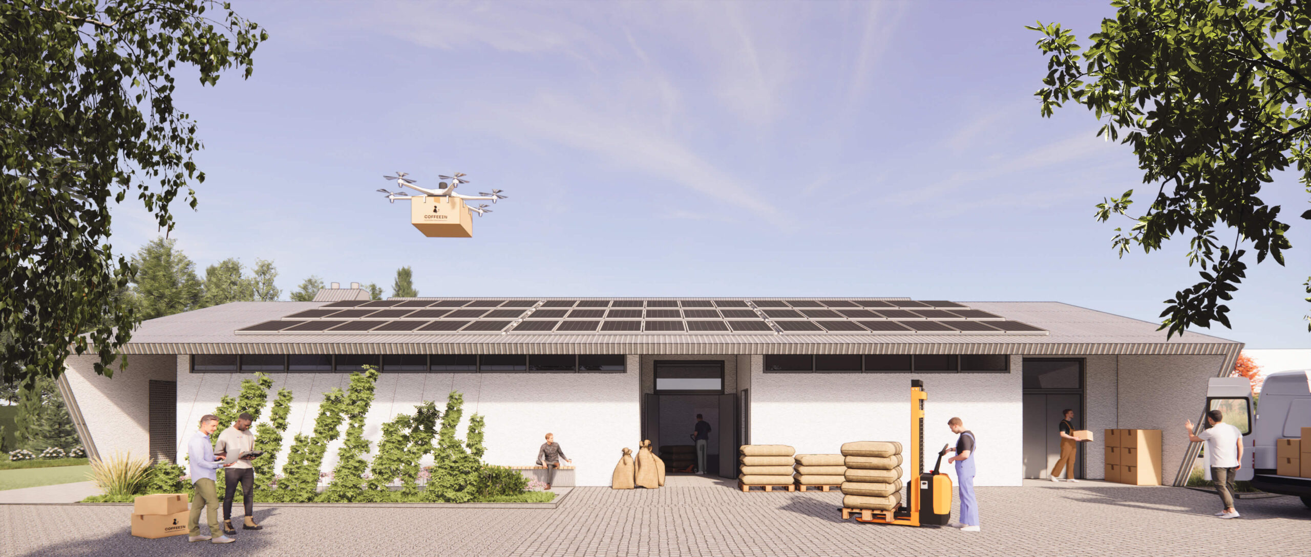 Priestory pre sklady, manipuláciu a expedíciu sú navrhnuté s ohľadom na maximálnu efektivitu prevádzky.