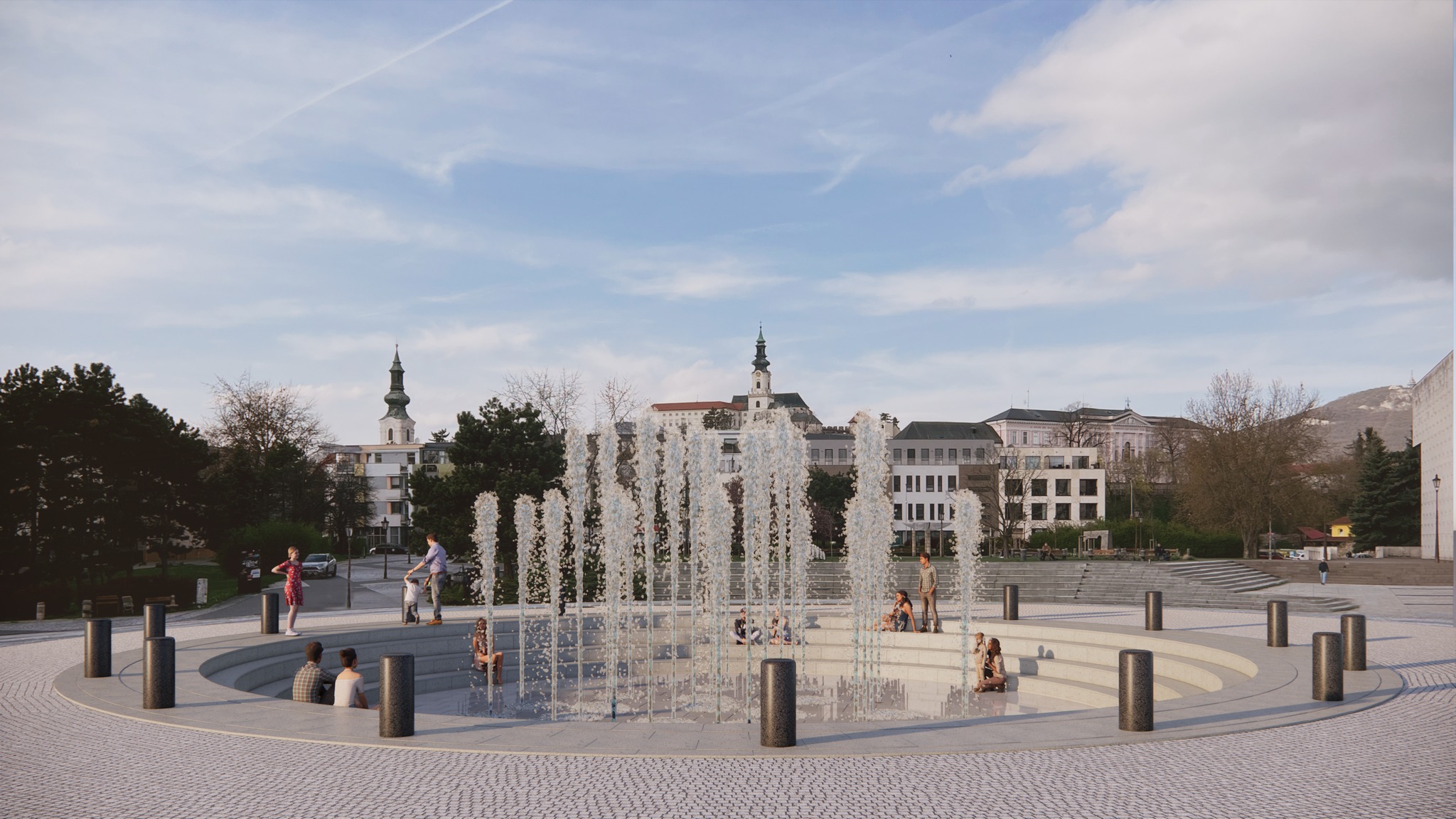 Mesto začalo s obnovou fontány na Svätoplukovom námestí.