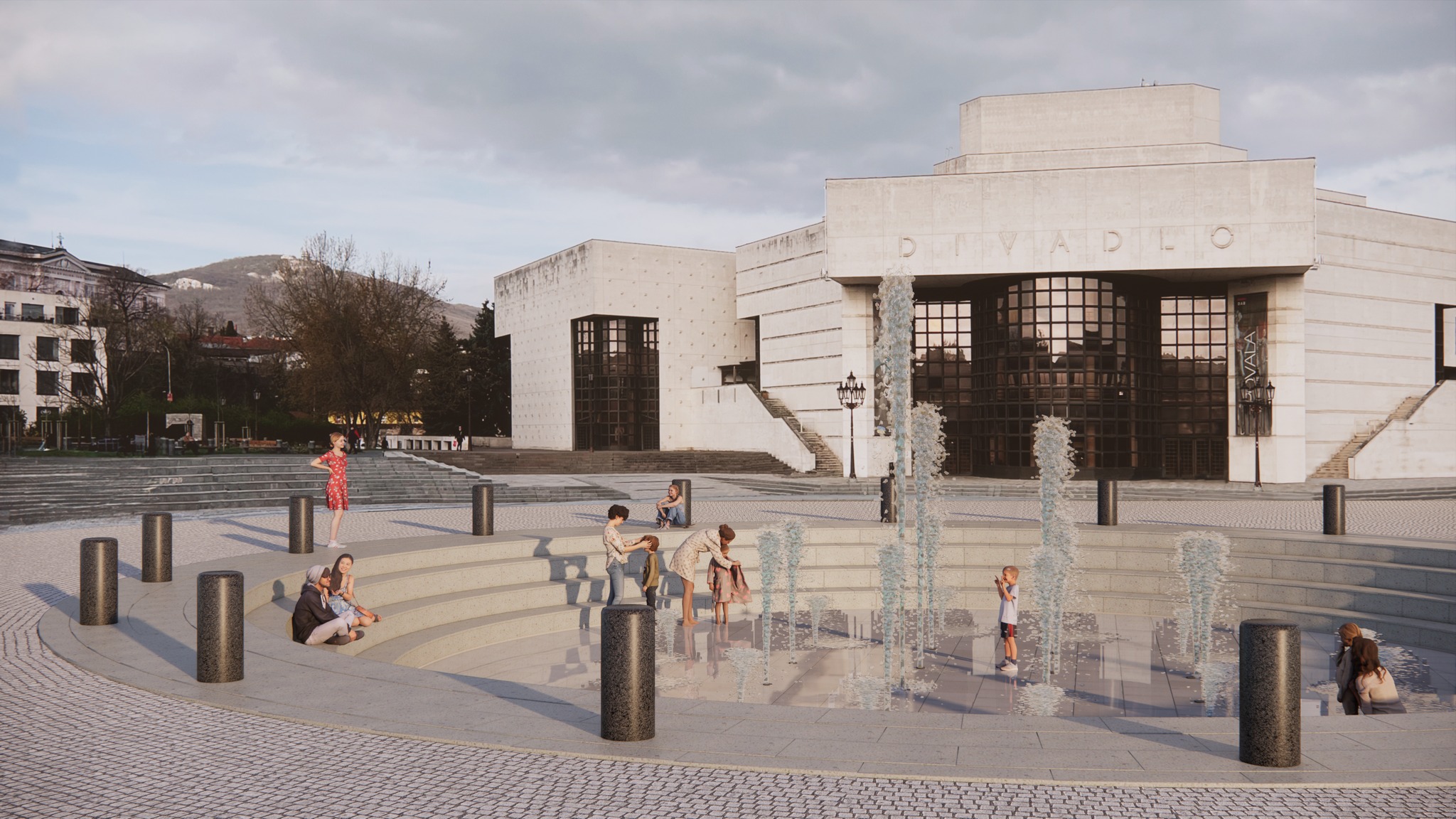 Mesto začalo s obnovou fontány na Svätoplukovom námestí.