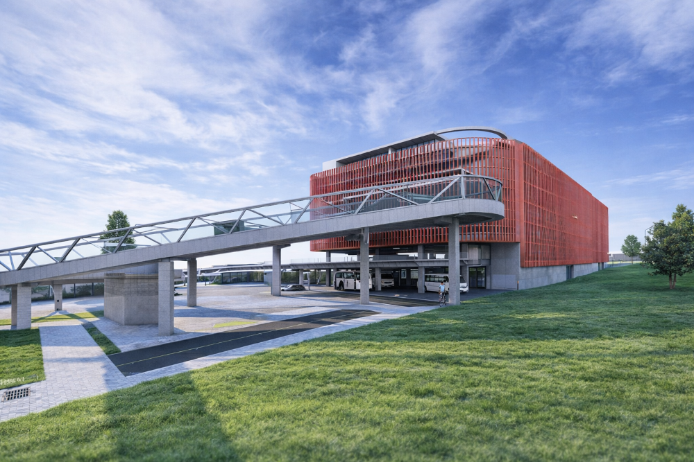 Parkovací dom a terminál v TIOP Ružinov v Bratislave. Parkovací dom a terminál v TIOP Ružinov v Bratislave.