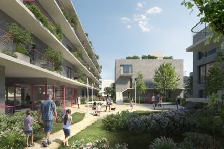 Vizualizácia nájomného bývania na Terchovskej ulici v Bratislave.