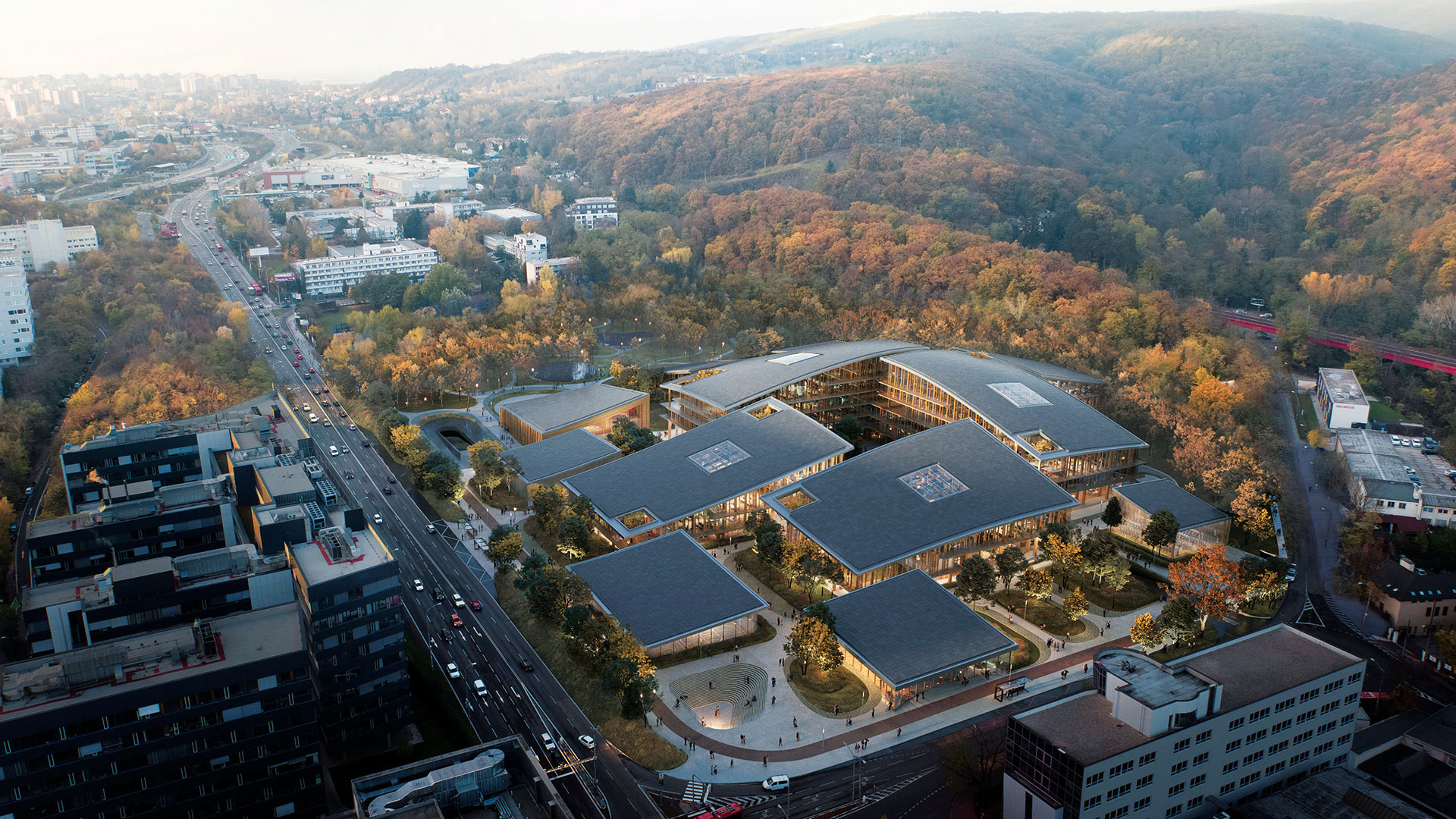 ESET Campus, Bratislava-Karlova Ves. Architekt: BIG. Lokálny architekt: PANTOGRAPH.