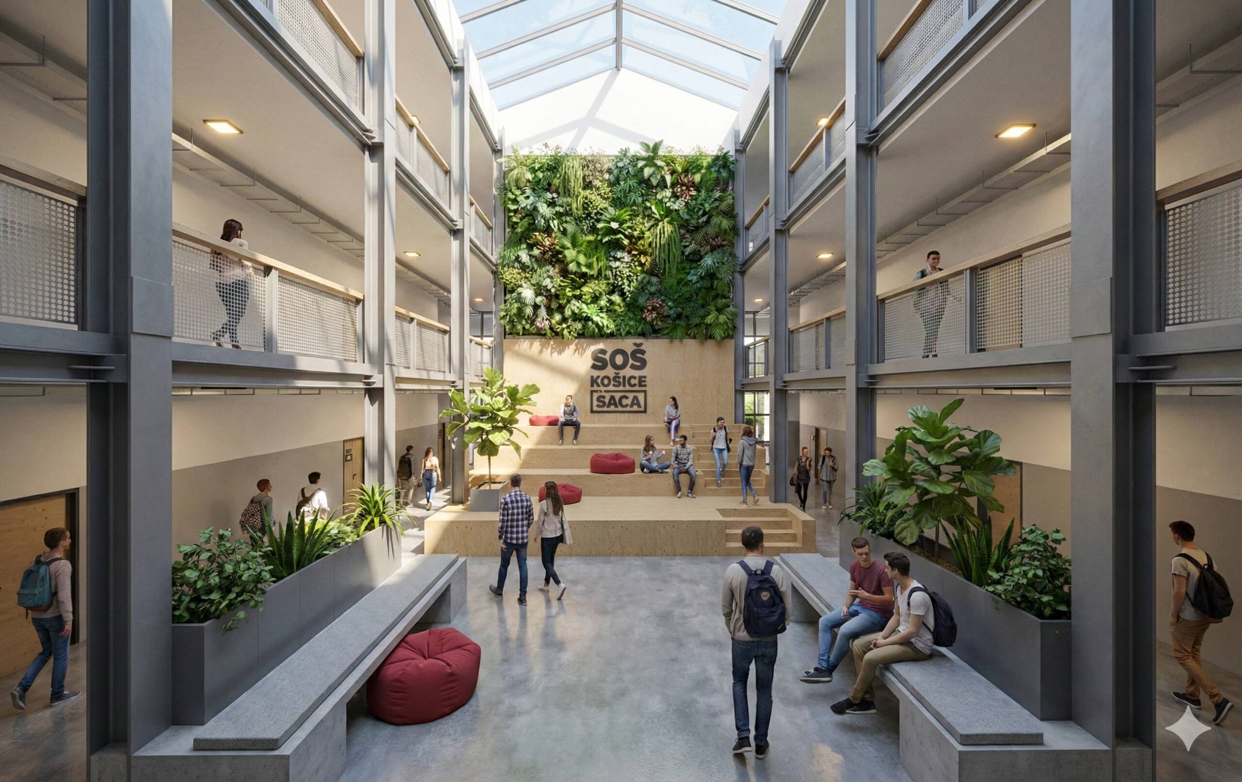 Stredoškolský kampus v Šaci - interiér