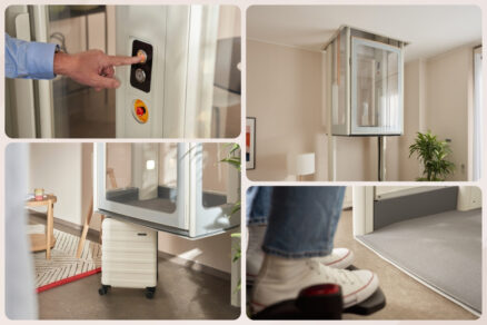 Domáci výťah s ovládacím panelom a tlačidlami v interiéri