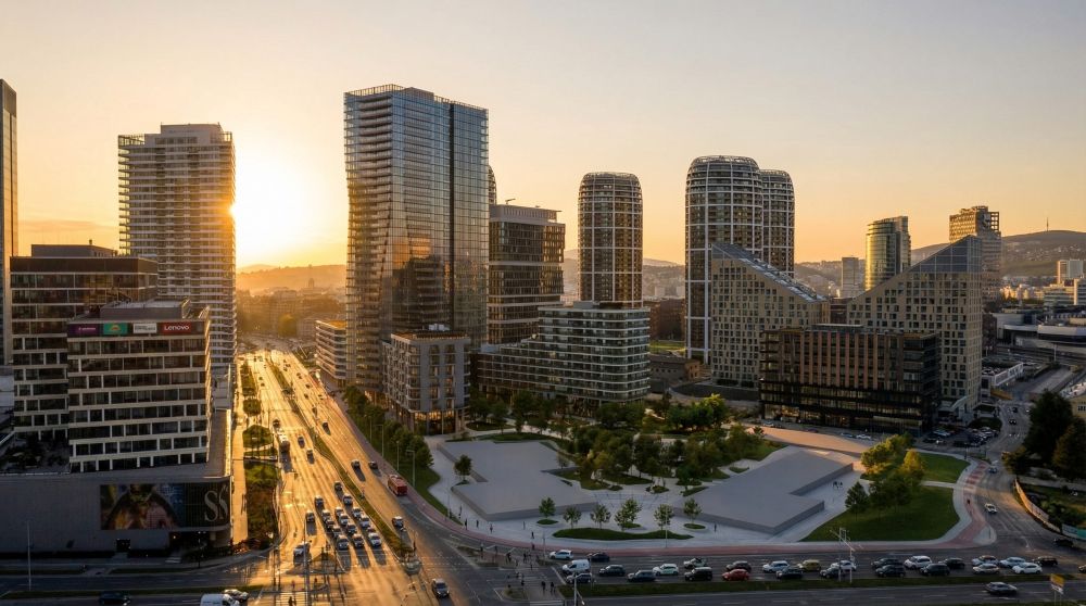 Bratislavský downtown, v strede pohľadu je Ister Tower.