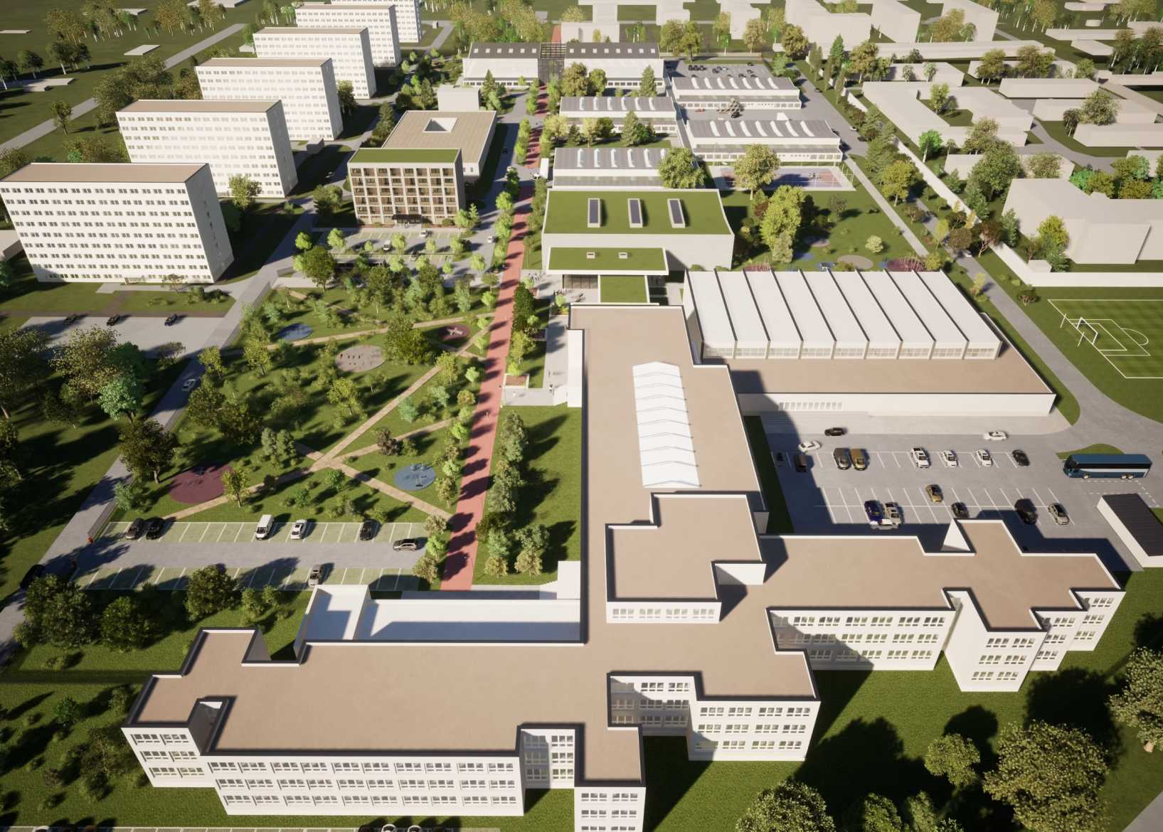 Urbanistická štúdia stredoškolského kampusu v Šaci, Košice