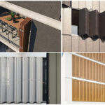 Fasádne skladacie tieniace panely na moderných budovách