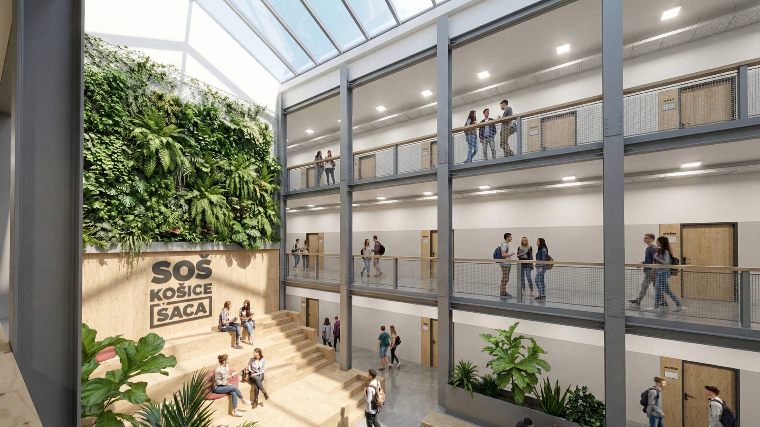 Stredoškolský kampus v Šaci - interiér