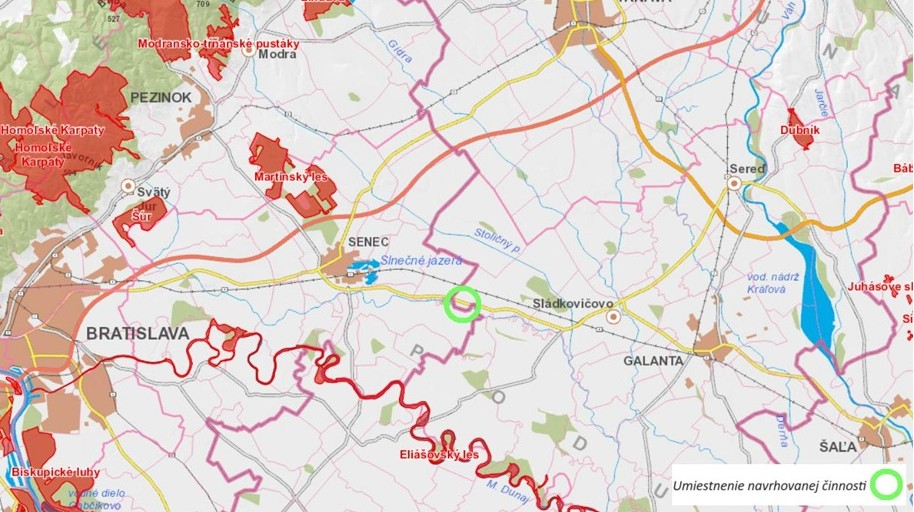 Umiestnenie zámeru Vedecko-technologický park Pusté Úľany