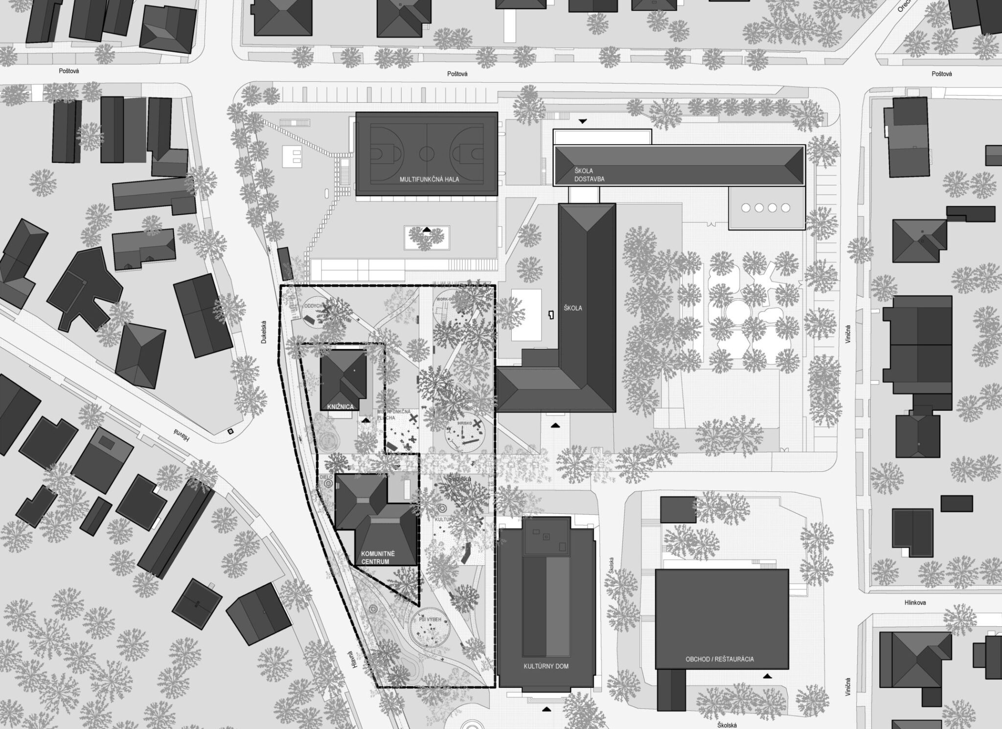 Komunitné centrum v bývalom dome riaditeľa ZŠ Bernolákovo - víťazný návrh
