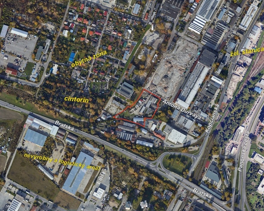 Umiestnenie zámeru Green Yards na mape bratislavskej Petržalky Umiestnenie zámeru Green Yards na mape bratislavskej Petržalky