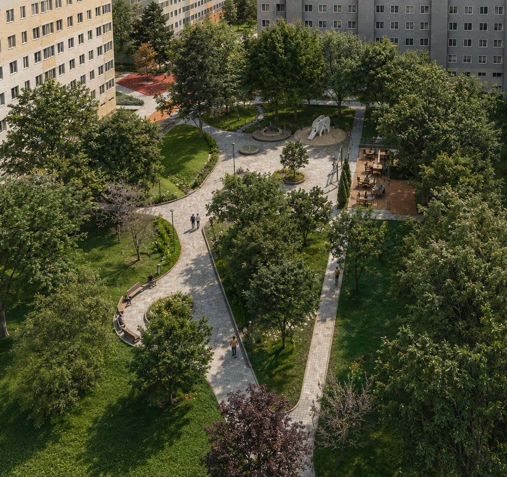 Revitalizácia verejného priestoru pri OC Saratov a parku Fedáková, Bratislava - Dúbravka