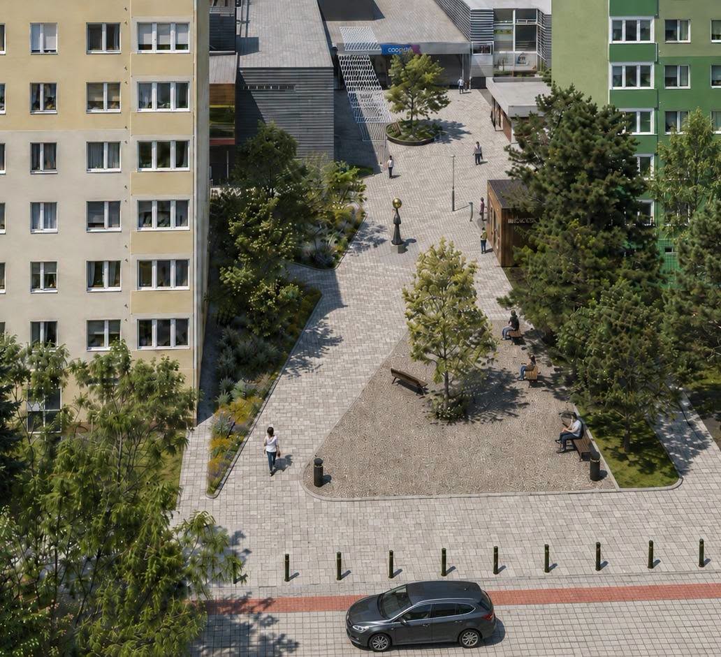 Revitalizácia verejného priestoru pri OC Saratov a parku Fedáková, Bratislava - Dúbravka
