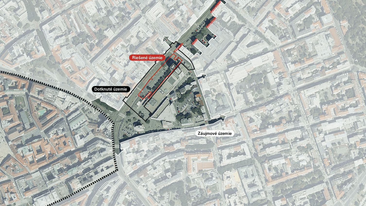 Riešené územie v rámci súťaže Polyfunkčný objekt Špitálska, Bratislava polyfunkcny-objekt-spitalska