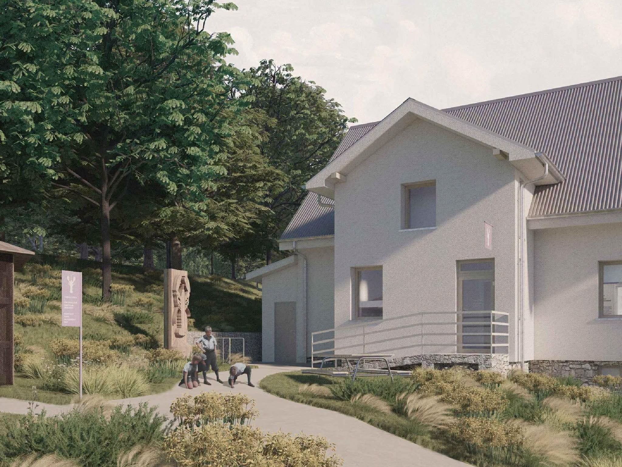 Vizualizácia finálnej podoby exteriéru EKO centra z architektonickej štúdie firmy Studio BRUT