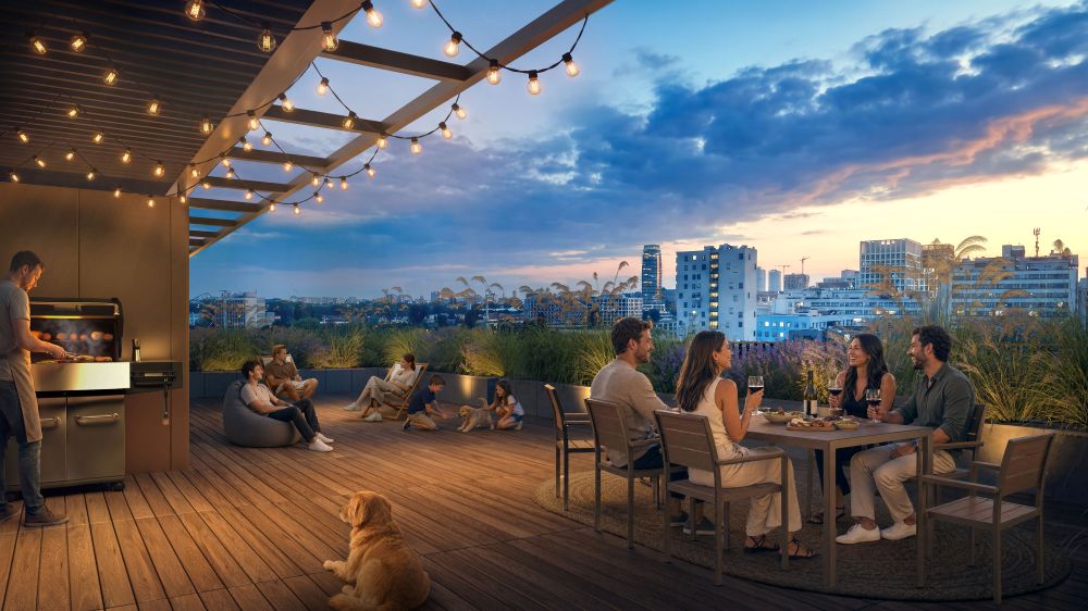 Rooftop terrace na streche nižšej veže Brenner Residence v v Bratislave-Ružinove Rooftop terrace na streche nižšej veže Brenner Residence v v Bratislave-Ružinove