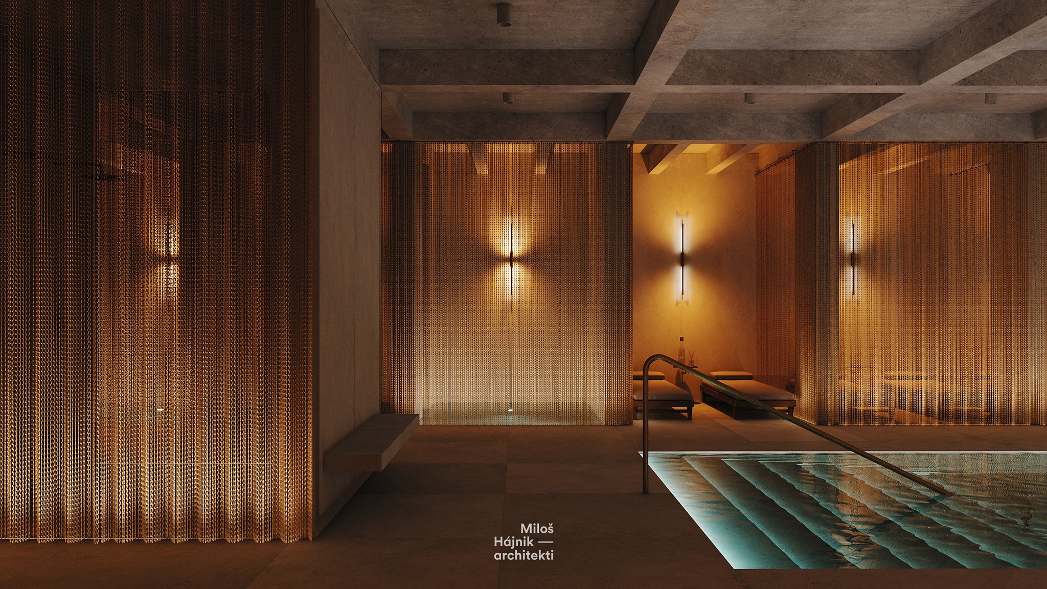 Podstatnú časť wellness a bazénového programu architekti umiestnili pod terén.