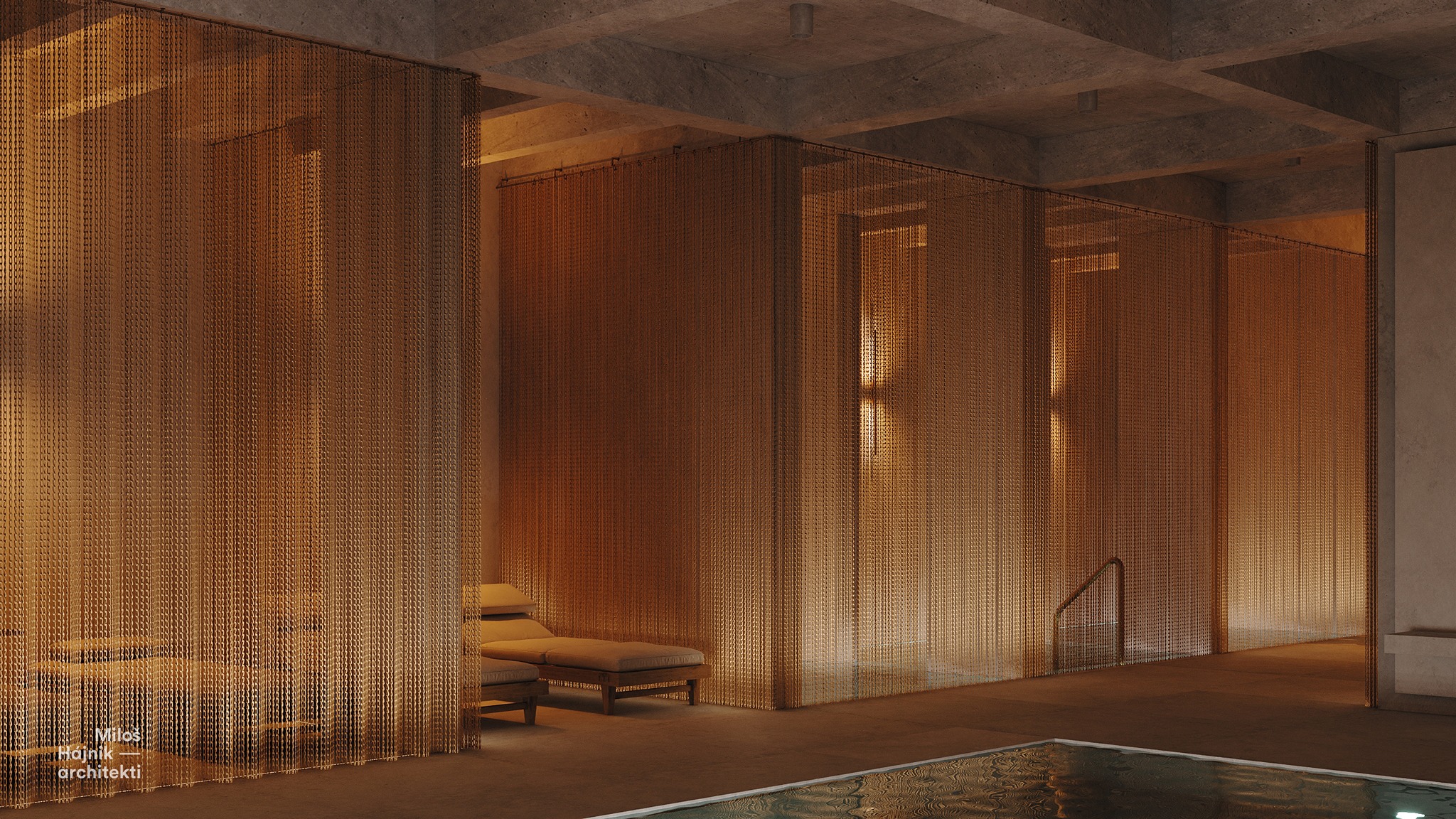 Podstatnú časť wellness a bazénového programu architekti umiestnili pod terén.