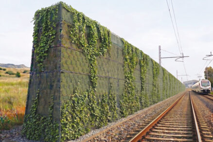 Obr. 10 Vizualizácia zelenej protihlukovej steny SonicMac® v železničnom koridore