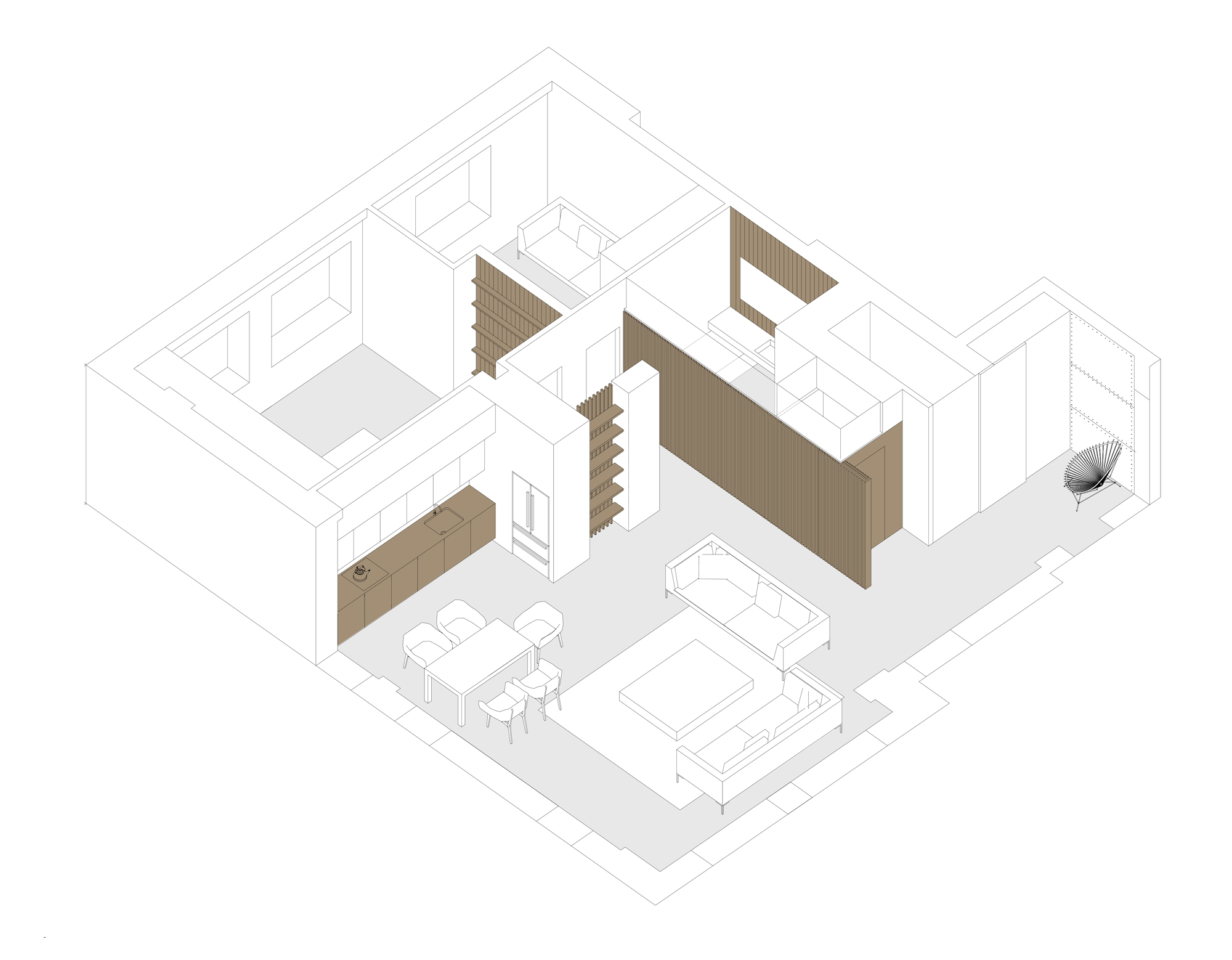 Apartmán v minimalistickom štýle - plan