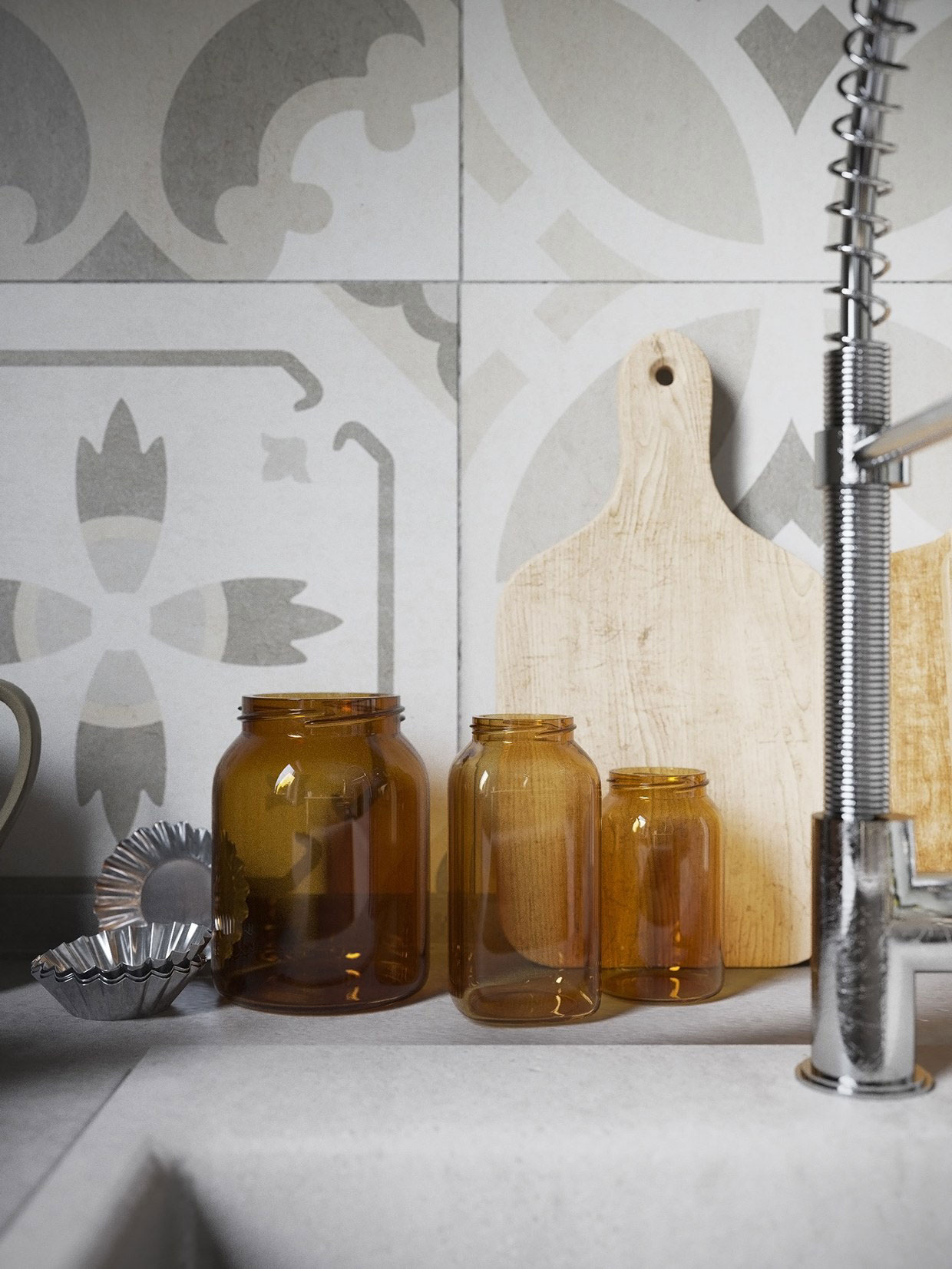 amber glass jars