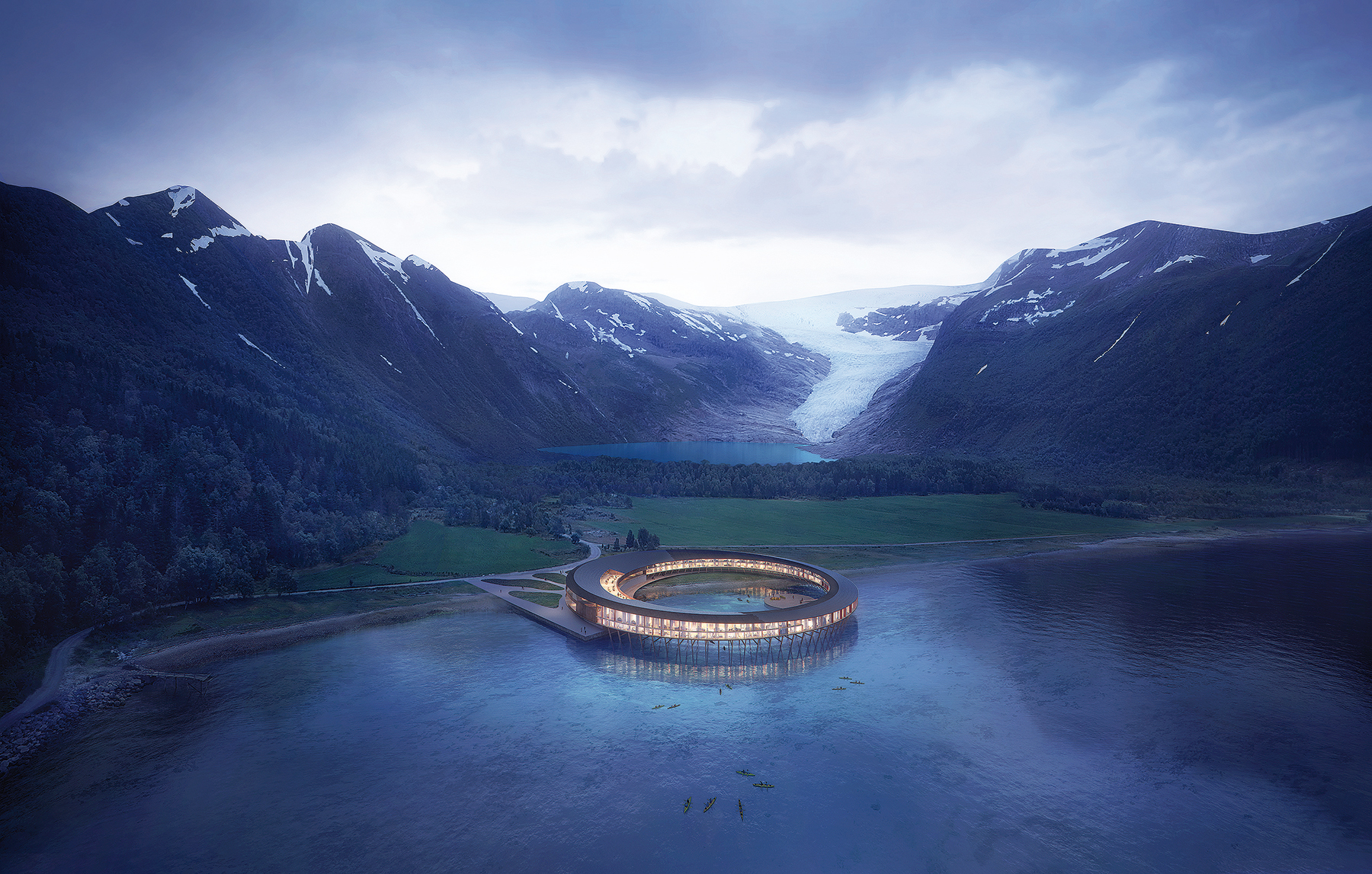 Hotel Svart nad hladinou fjordu Holandsfjorden