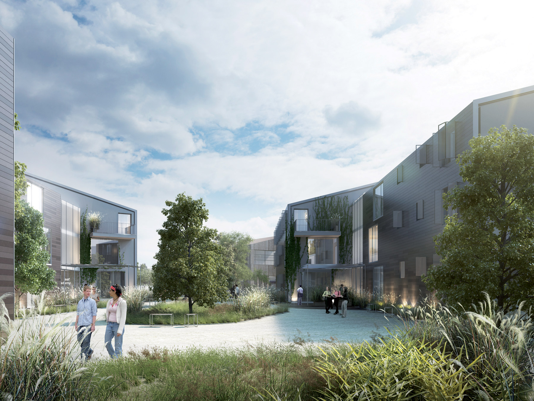 View of Accommodation Blocks  Leaf Academy    Bogle Architects