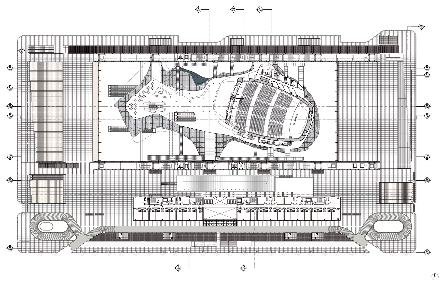 Pôdorys kongresového centra – tretia úroveň na kóte 45,66 m