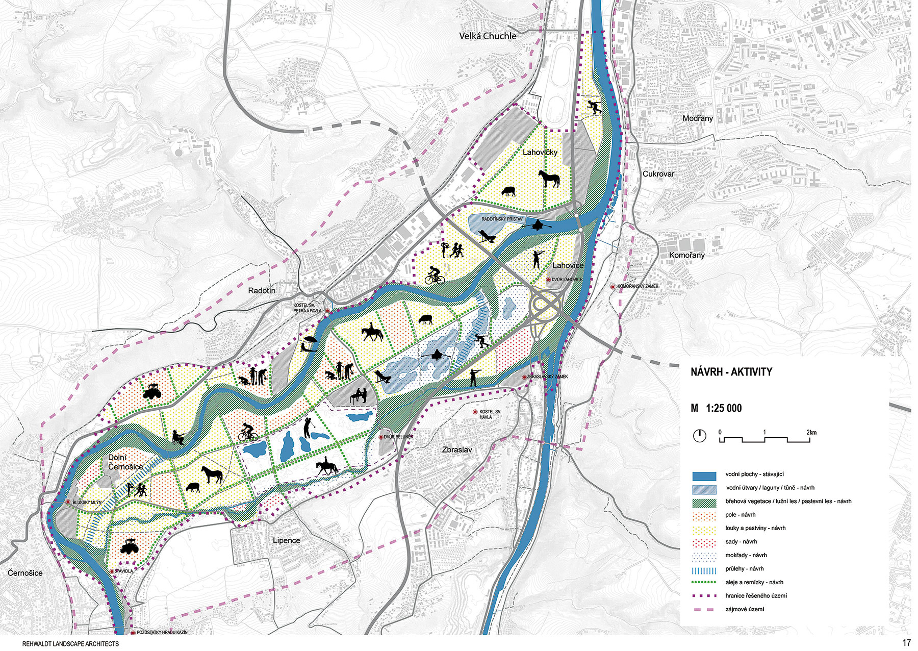 Návrh aktivít v rámci prímestskeho parku Soutok (autor: Rehwaldt Landscape Architects).