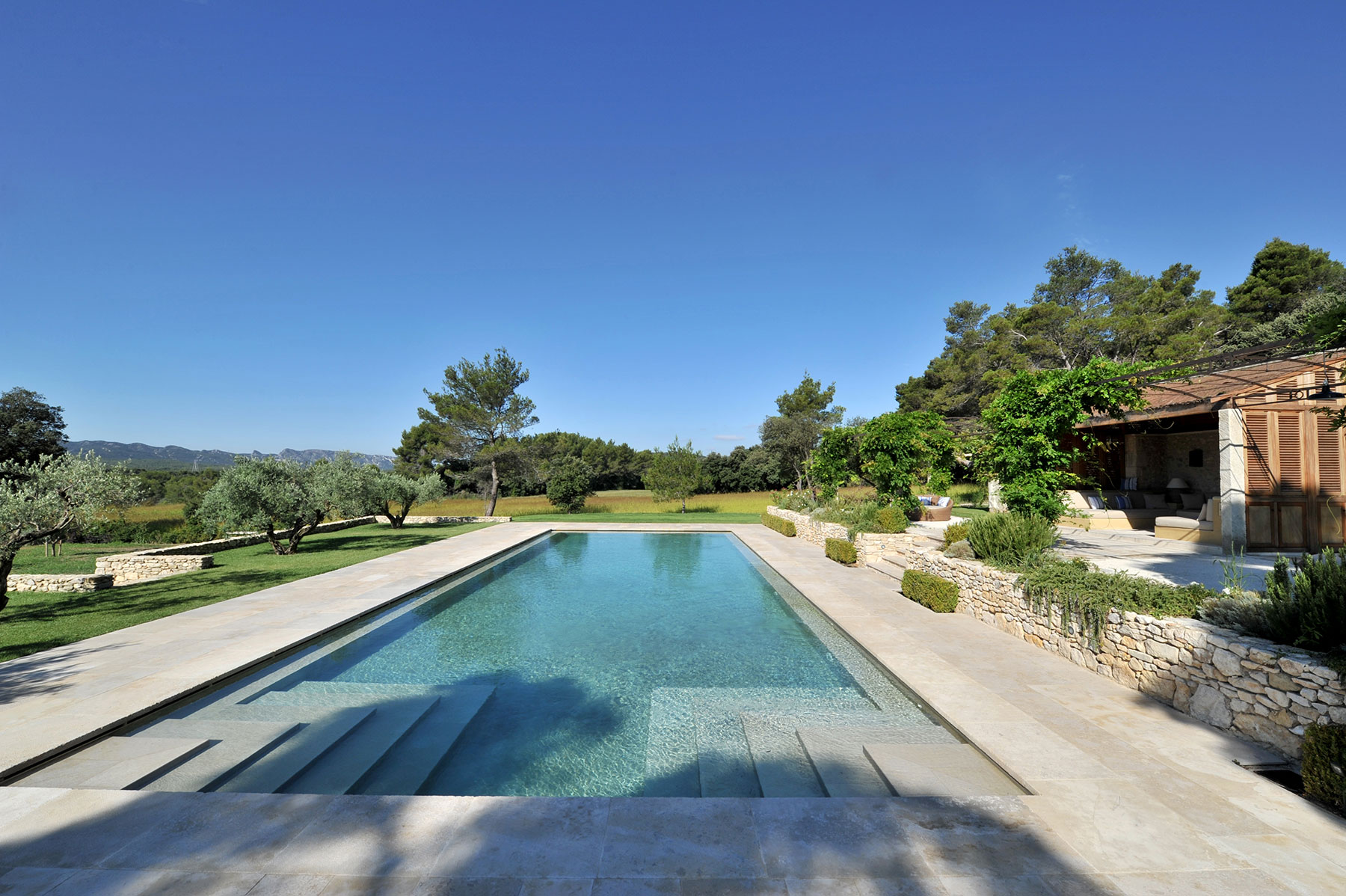 10   The pool surround is in Perigord stone