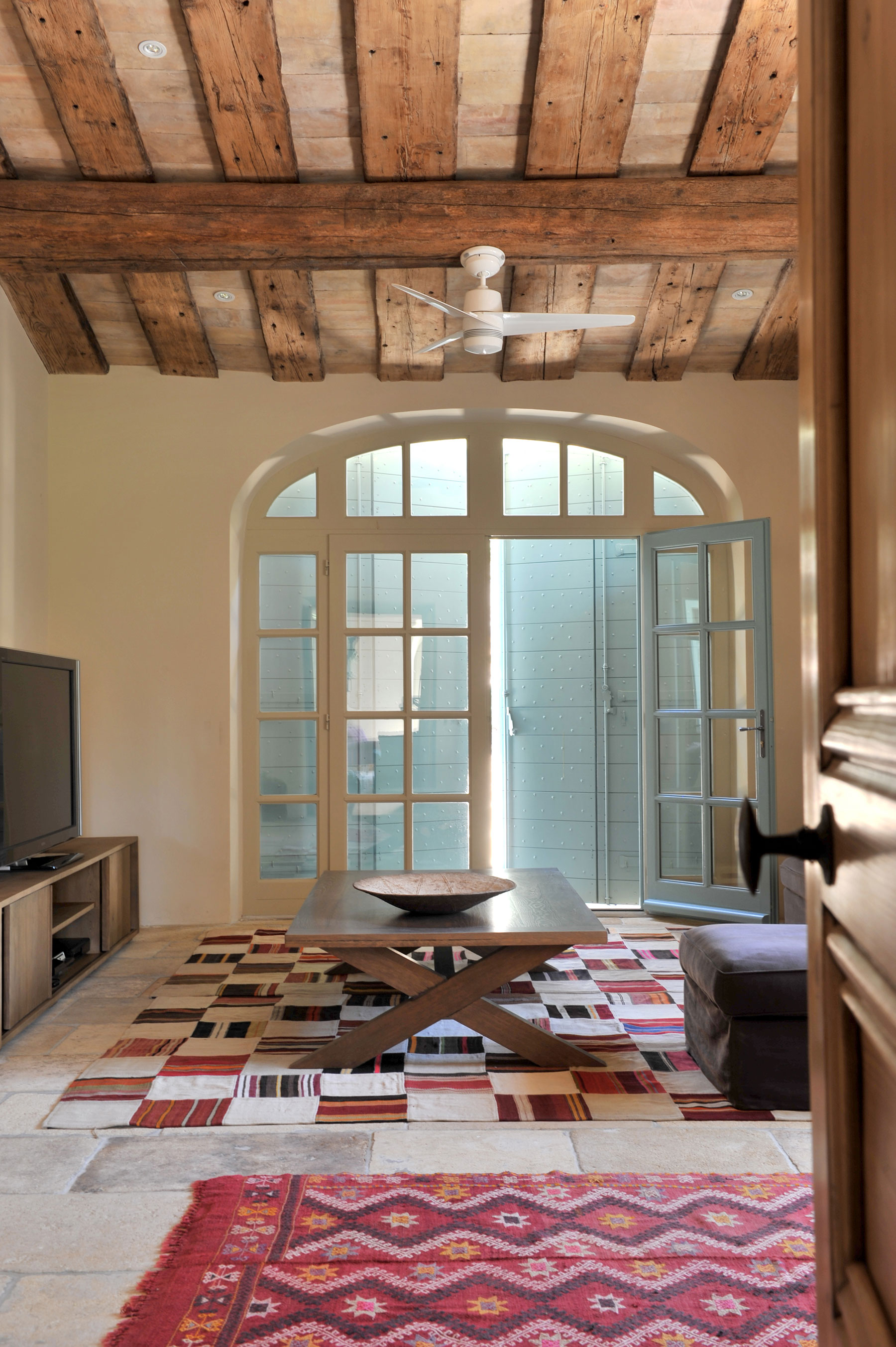 31   New TV room with traditional reclaimed boat timber ceiling and bespoke joinery