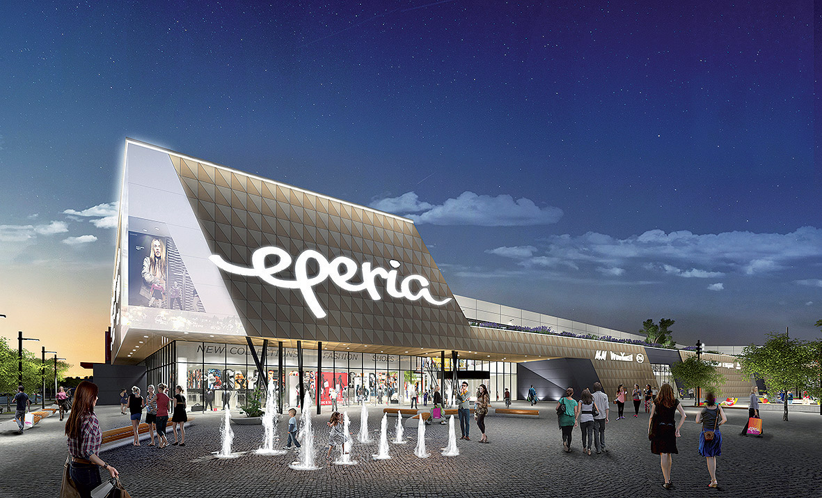 EPERIA Shopping Mall, Prešov Výstavba: jún 2016 – jeseň 2017 Projekt prinesie renomované módne značky, nový kulinársky a reštauračný koncept.