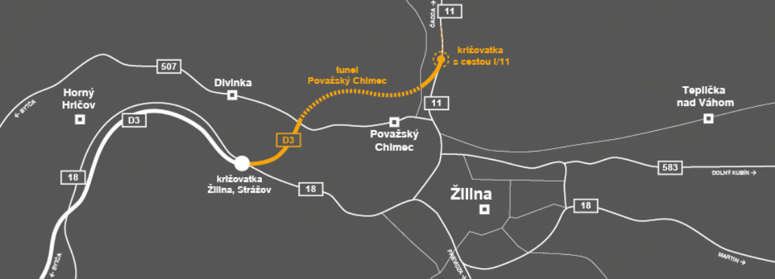 Situácia stavby tunela Považský Chlmec (zdroj: NDS, a. s.)