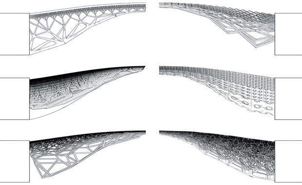 Obr. 4 Možné tvary kovovej konštrukcie stavanej 3D tlačou [1]