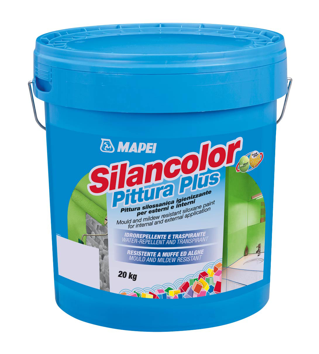 Silancolor® Pittura Plus Finálny náter na báze silikónovej živice vo vodnom roztoku je určený na aplikáciu v interiéri a exteriéri. Je odolný proti rastu plesní a rias, priepustný pre vodné pary, vodoodolný.