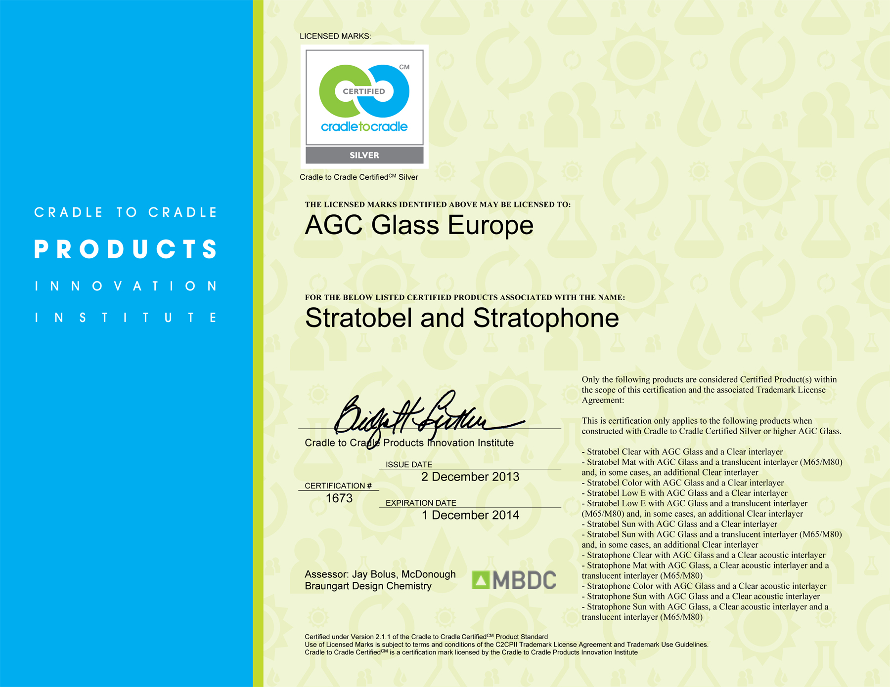 C2C Certificate Stratobel Silver 2013 2014