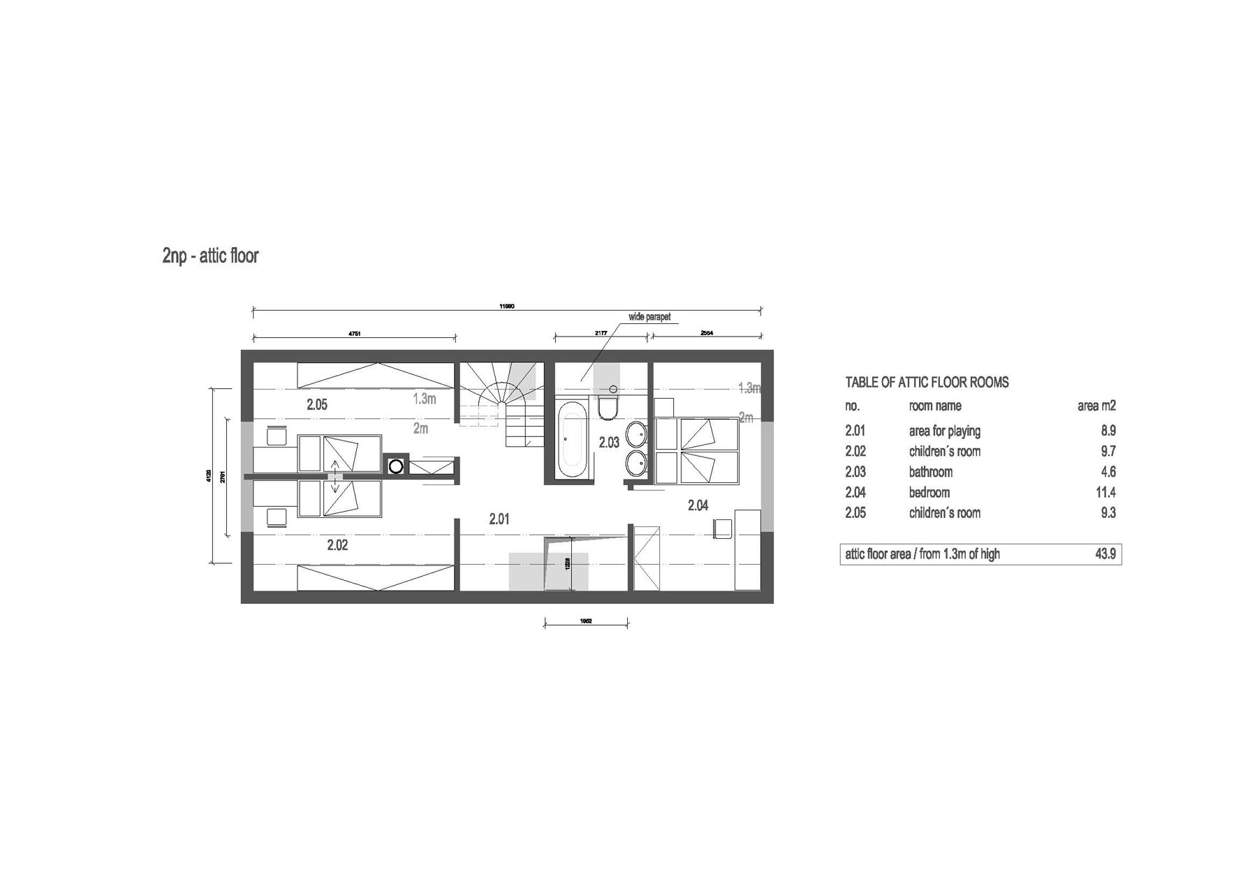 Peklo 2NP attic floor plan