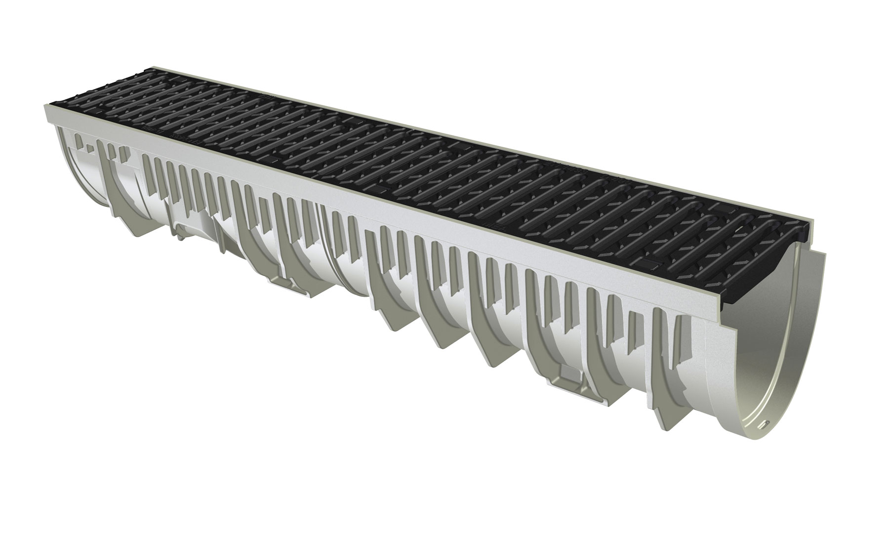 Žľab MEARIN na odvodnenie cesty s kompozitnými roštami pre triedu zaťaženia B125 a C250 kN.