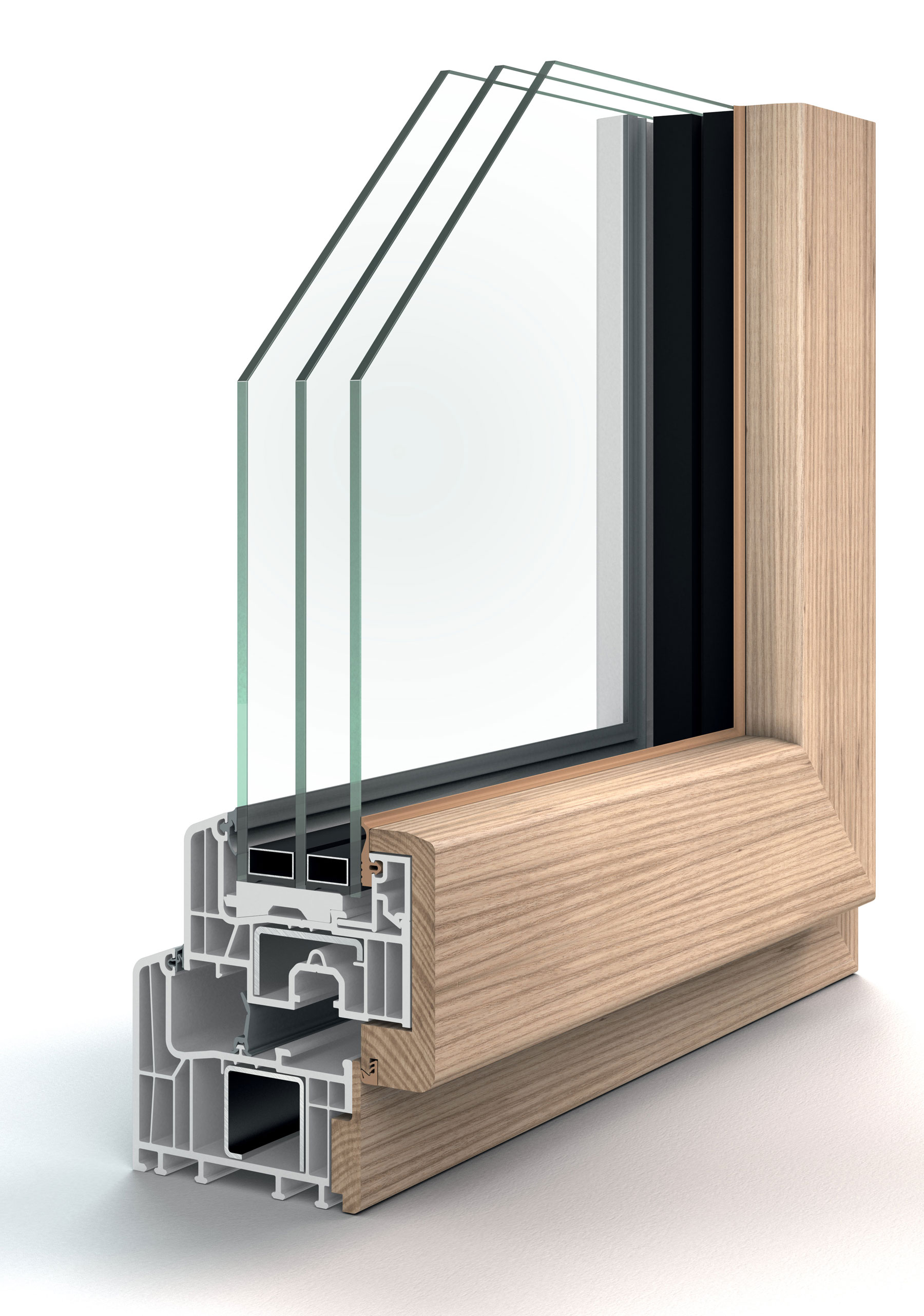 Na vnútornú stranuEforteFusion možno použiť aj také typy dreva, ktoré sa na výrobu drevených a drevohliníkových okien bežne nepoužívajú, ako je napríklad javor, jaseň alebo buk.