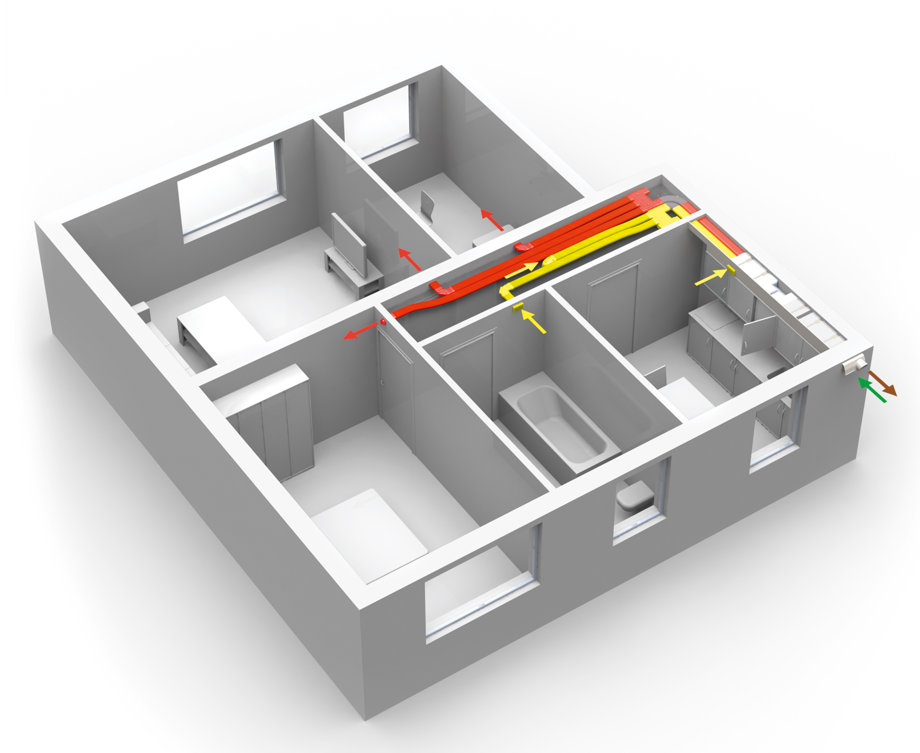 Zehnder Kompaktni system v kuchyni nakres