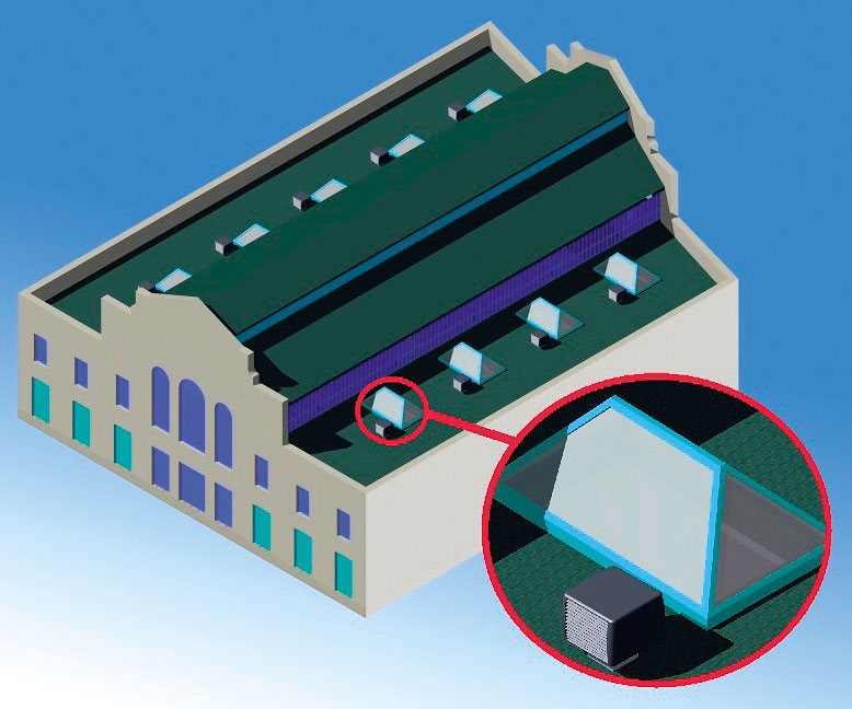 Obr. 7  3D model Starej tržnice s detailom umiestnenia chladiča