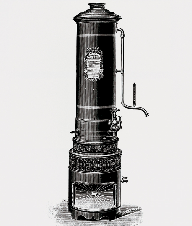 Plynový ohrievač vody Vaillant z roku 1894